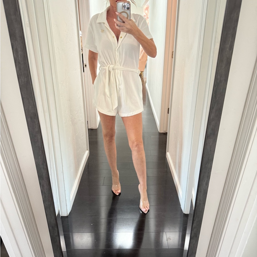 Victoria's Secret Cream Short Sleeve Romper